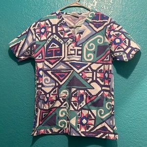 Pattern print scrub top